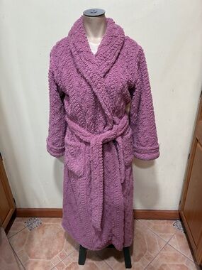 Room service Cozy Plush Shawl-Collar Robe in Mauve - Relaxed Fit